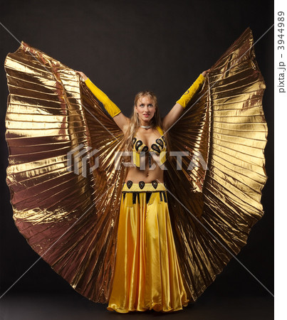 Beauty woman dance with gold wing 3944989