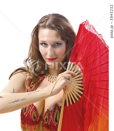 Beauty girl dance with fantail 3945232