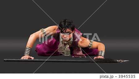 Man with spike - ready for fight ritual scene 3945535