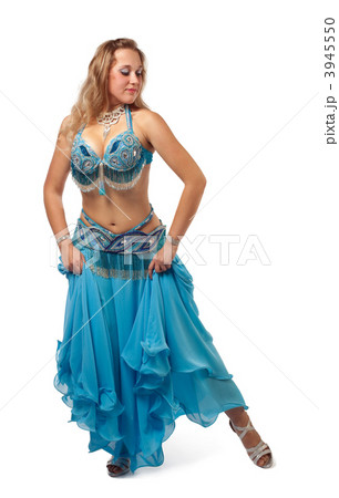 young girl dance in blue arabian oriental costume 3945550