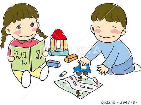 室内遊びをする子供のイラスト素材 3947787 Pixta