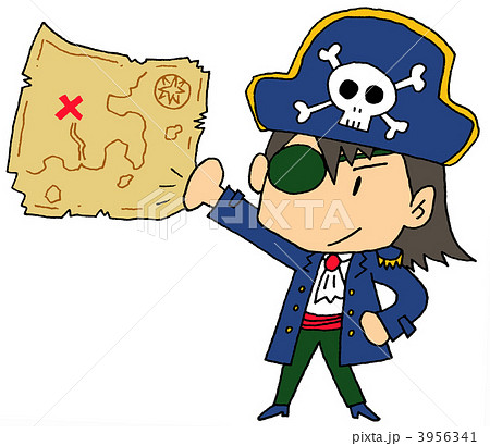 海賊とお宝の地図のイラスト素材