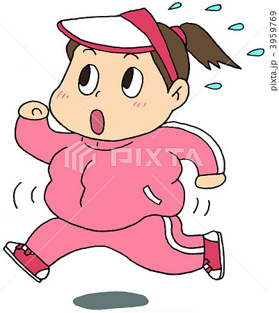 ランニングする太った女性 ピンク ランニングする太った女性 ピンク 3959769