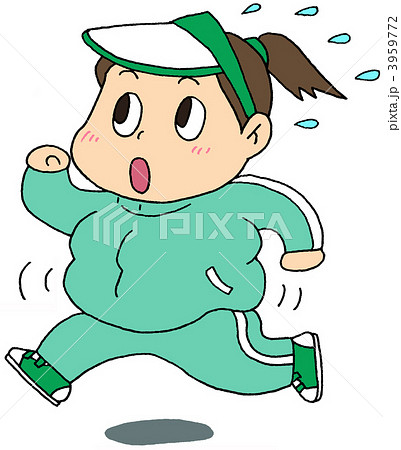 ランニングする太った女性 みどり ランニングする太った女性 みどり 3959772