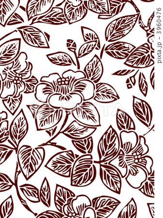 和柄 テキスタイル 寒椿のイラスト素材
