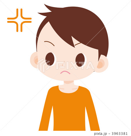 男の子 上半身 怒る 3963381