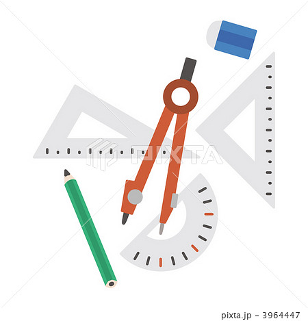 三角定規 コンパス 方位磁石のイラスト素材