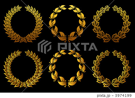 Golden laurel wreaths set 3974199