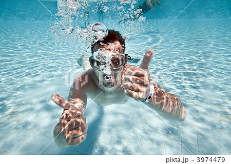 man floats in pool 3974479