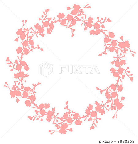 桜のリース シルエット のイラスト素材