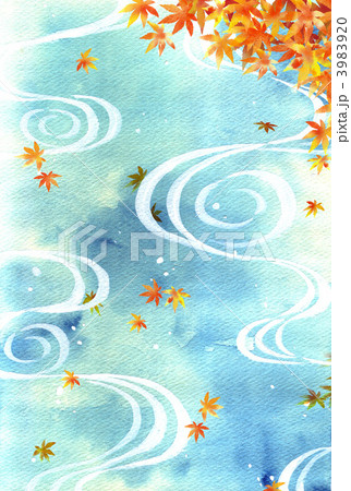 流水と紅葉のイラスト素材 399