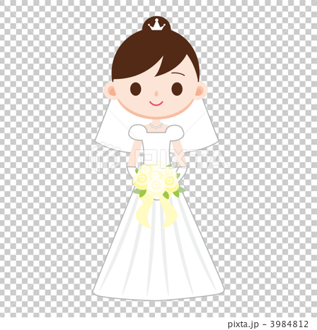 ウェディングドレスを着た花嫁のイラスト素材