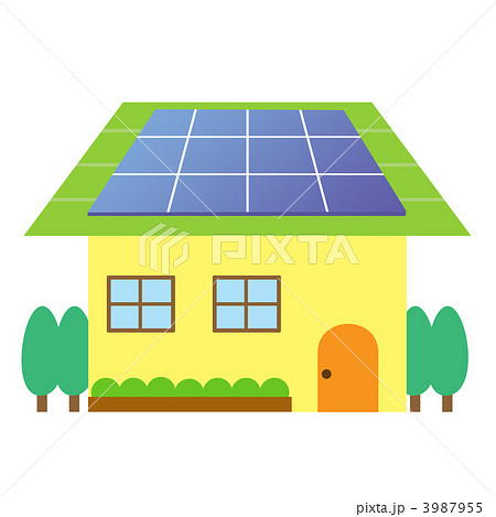 太陽光発電の家のイラスト素材