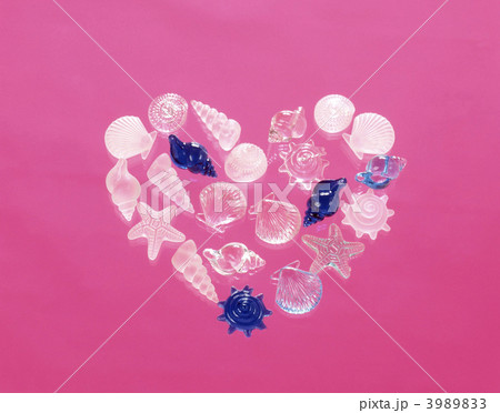 ハートの形　ガラスの貝 3989833