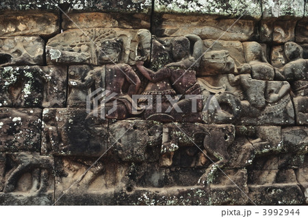 壁面彫刻(象のテラス・アンコールトム王宮/シェムリアップ・カンボジア) 壁面彫刻(象のテラス・アンコールトム王宮/シェムリアップ・カンボジア) 3992944