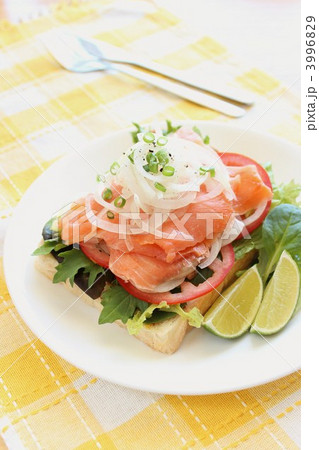 スモークサーモンオープンサンド 3996829