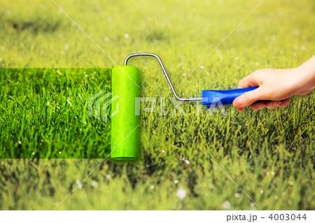 Young woman painting on grass 4003044