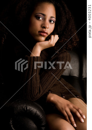 African girl is waiting on the coach 4003231