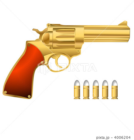 Golden revolver and bullets 4006204