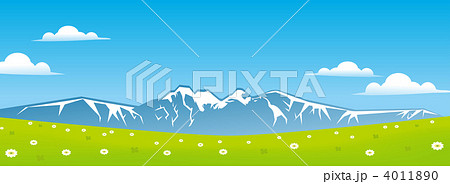 高原と山の風景のイラスト素材