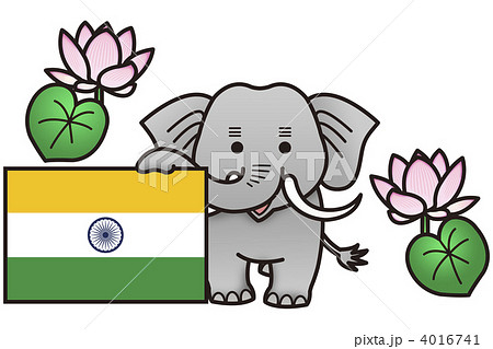 象とインド国旗のイラスト素材
