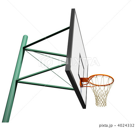 斜め下から見上げたバスケットゴール 白背景 Cgのイラスト素材