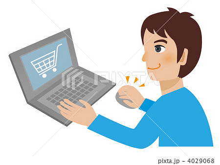 ネットショッピング インターネットショッピング 男性のイラスト素材