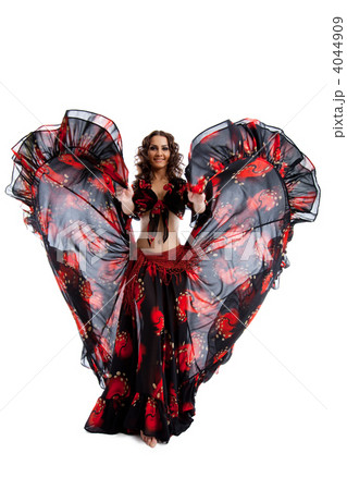 Woman dance in gypsy red and black costume 4044909