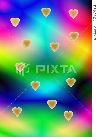 虹色の背景とゴールドのハートのイラスト　縦位置 4067432