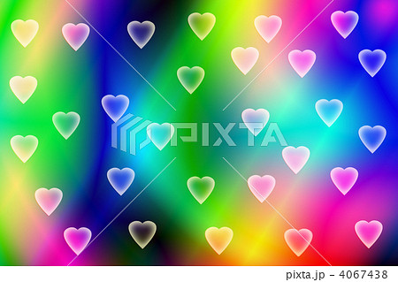 レインボーカラーの背景とハートマークのイラスト　横位置　 4067438
