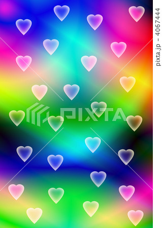 レインボーカラーの背景とハートマークのイラスト　縦位置 4067444
