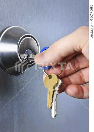 Hand inserting keys in lock 4077099