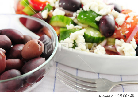 Olives and greek salad Olives and greek salad 4083729