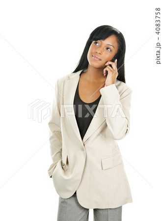 Beautiful young black businesswoman on phone 4083758