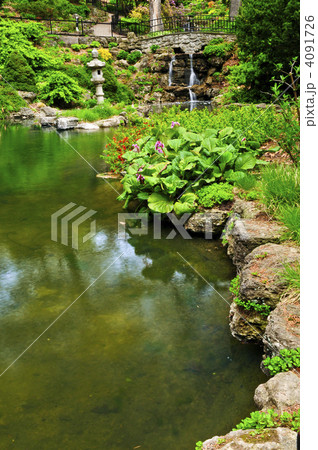 Cascading waterfall and pond 4091726