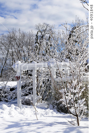 Front yard of a house in winter 4091848
