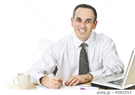 Office worker studying reports 4092053