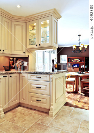 Modern kitchen and dining room interior Modern kitchen and dining room interior 4092389