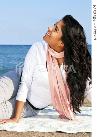 Young native american woman at beach Young native american woman at beach 4093574