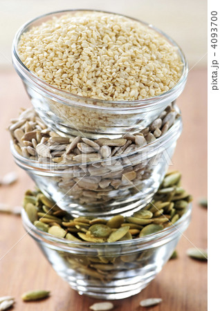 Stacked bowls of seeds Stacked bowls of seeds 4093700