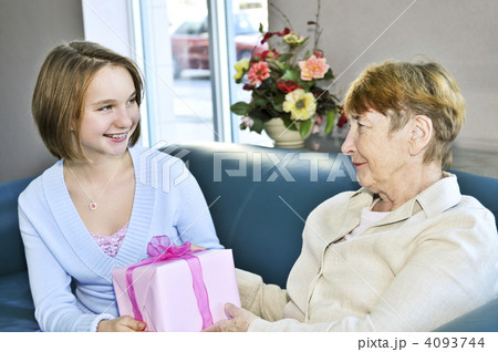 Granddaughter visiting grandmother 4093744