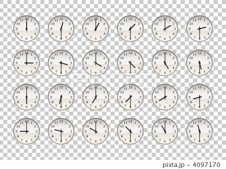 針時鐘24小時 增量30分鐘 插圖素材 圖庫