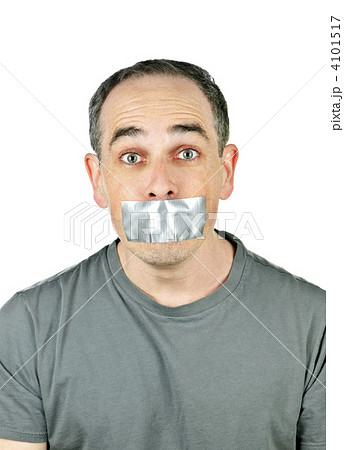 Man with duct tape on mouth Man with duct tape on mouth 4101517