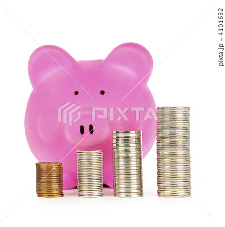 Piggy bank with coin stacks 4101632