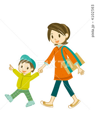ママと子供の散歩2のイラスト素材