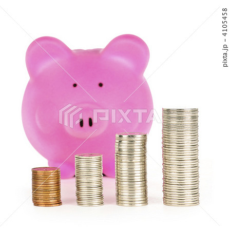 Piggy bank with coin stacks Piggy bank with coin stacks 4105458
