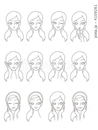 女の子の顔　顔のお手入れ　線1pt 4109261