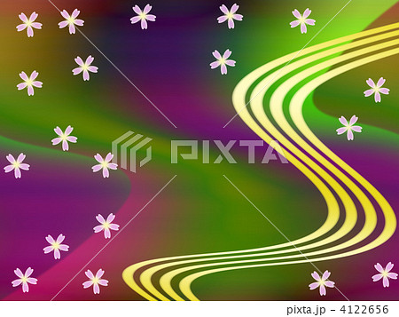 桜の花びらと曲線の背景イラスト 4122656