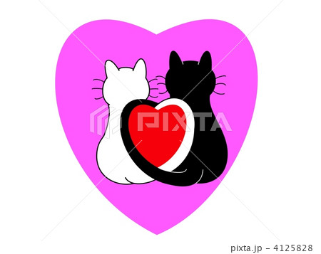 ハートと猫のカップル 4125828