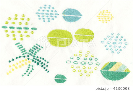 刺繍 葉 緑色のイラスト素材